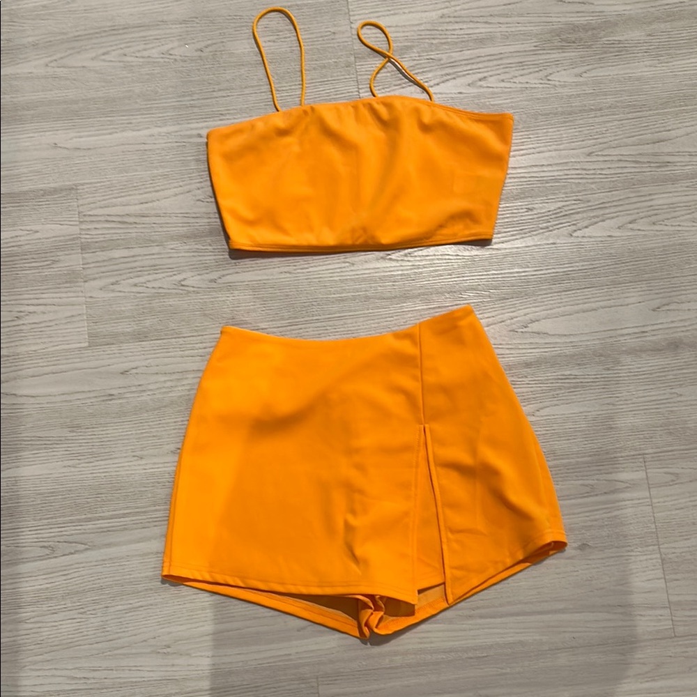 SHEIN Orange Skorts Vibrant Tailored Design